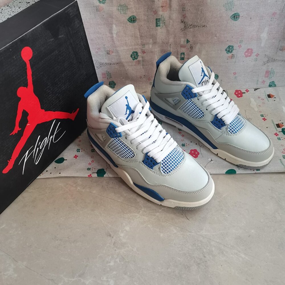 White And Blue Air Jordan AJ4 Sneakers - Picture 10 of 10